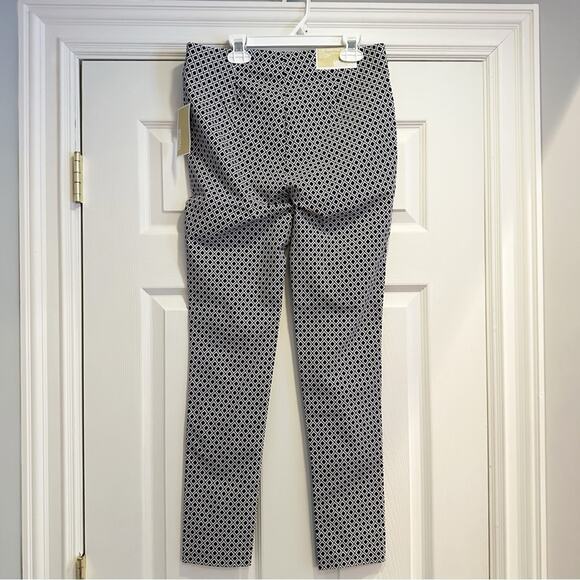 Michael Kors Pants Medium $78 Stretch Slacks Diamond Print Black White NWT - Picture 10 of 13